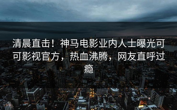 清晨直击！神马电影业内人士曝光可可影视官方，热血沸腾，网友直呼过瘾