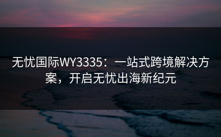 无忧国际WY3335：一站式跨境解决方案，开启无忧出海新纪元