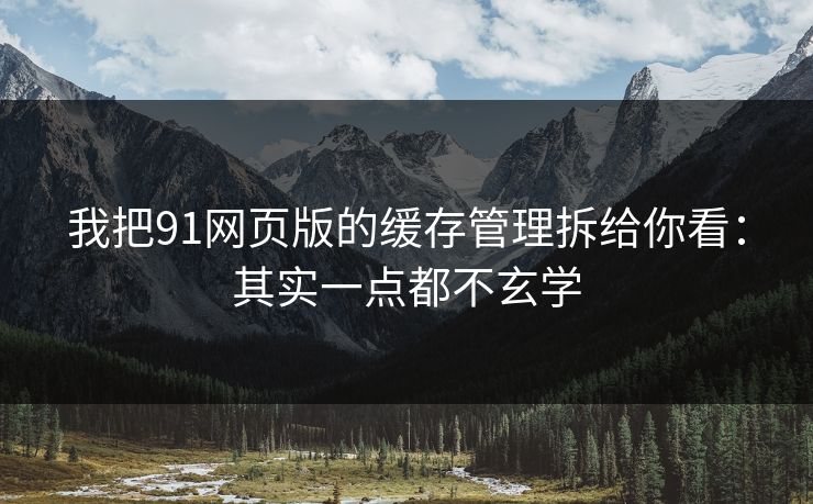 我把91网页版的缓存管理拆给你看：其实一点都不玄学