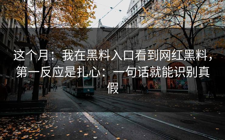 这个月：我在黑料入口看到网红黑料，第一反应是扎心：一句话就能识别真假